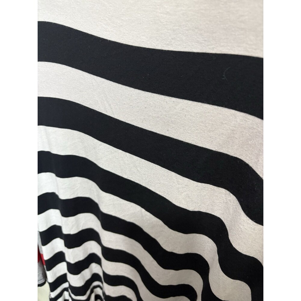 Alembika Jersey Knit Tunic Top Medium Red Black White Stripe Lagenlook Artsy - Picture 9 of 9